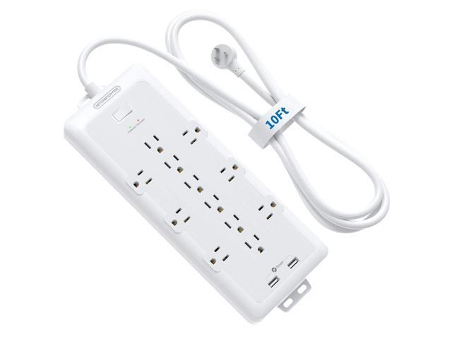 Surge Protector Power Strip, 12 Widely Spaced AC Outlets, Overload Protection, (1875W/15A) Heavy Duty Extension Cord 10 ft, Wall Mount, ETL Listed,...