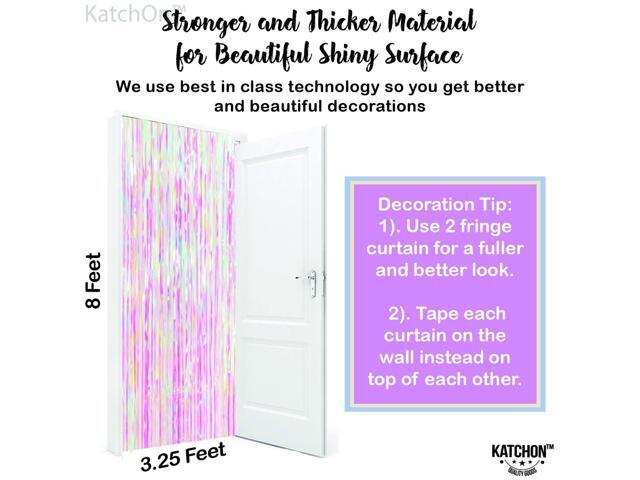 XtraLarge Iridescent Pink Backdrop Curtain - 3.2x8 Ft, Pack of 2 Pink Streamers for Gender Reveal, Bachelorette, Bridal Shower, Birthday...
