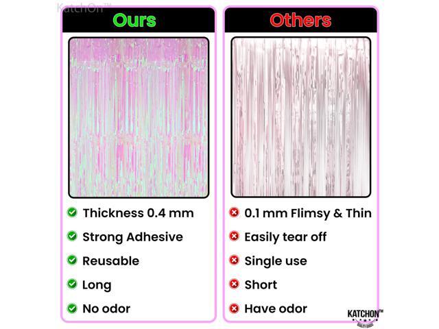 XtraLarge Iridescent Pink Backdrop Curtain - 3.2x8 Ft, Pack of 2 Pink Streamers for Gender Reveal, Bachelorette, Bridal Shower, Birthday...