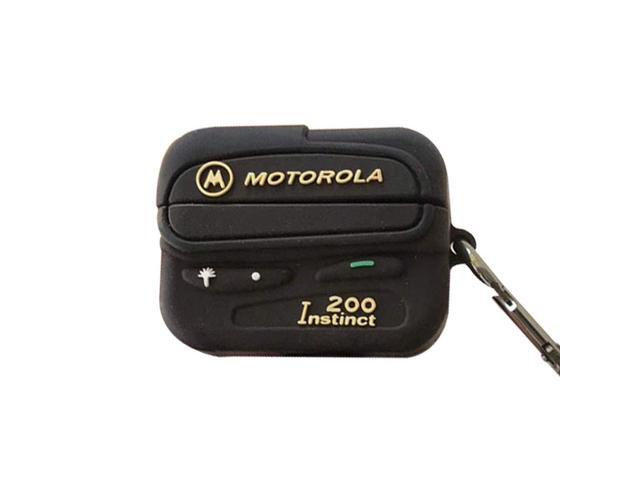 Compatible with AirPods Pro, Creative Classical Black Vintage Beeper Pager Shape TPU Silicone Cover Case Protective Skin +Hook