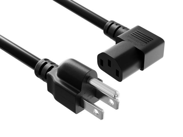 15ft 18 AWG Universal Right Angle Power Cord NEMA 5-15P to IEC320 C13R, Heavy Duty, Right Angle Computer Power Cable for TV, PC, Computer, Printer