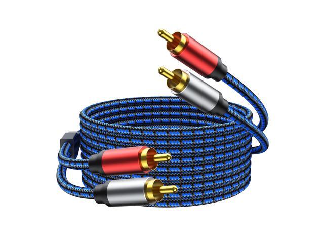 25Feet, 2RCA Male to 2RCA Male Stereo Audio Cable Nylon Braided, Double Shielded RCA to RCA Audio Cable for Home Theater, HDTV, Amplifiers, Hi-Fi...