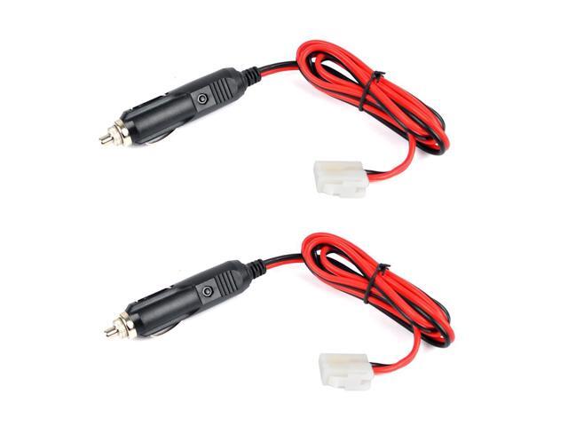 Mobile Radio Power Cable, T Shape 12V DC Power Cord Power Cigarette Lighter LED Lights for Mobile Transceiver (2 Pack)
