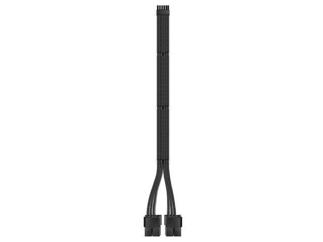 RTX 3000 Series 12 Pin to Dual 8 Pin PCIe Sleeved Extension Cable 300 MM - Connector for Ampere GEFORCE 3060ti 3070 3080 FE Funder Edition - Black