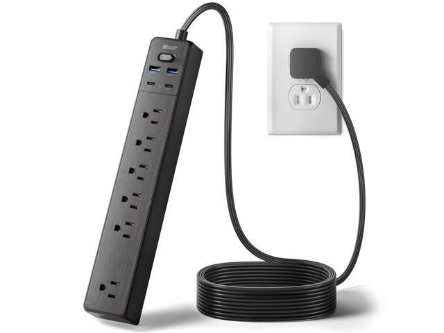 Power Strip USB Surge Protector, Mountable Extension Cord with USB 5 Outlets 3 USB Ports with Hook & Loop Fastener for iPhone iPad PC Home Office...