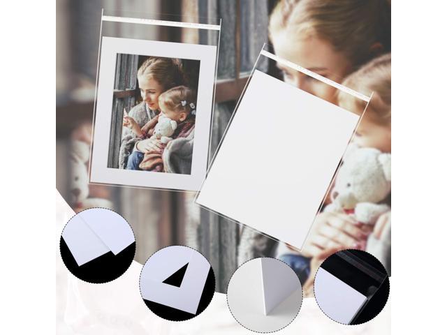 12 Sets White Picture Mat Set, 5' x 7', 8' x 10', 11' x 14' Photo Frame Mattes with White Core Bevel Cutting Mat Board and 20 Transparent Bags for...