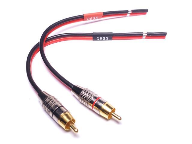 RCA Male to Bare Wire Cable for DIY - Gold-Plated Copper RCA Connector, Flexible Silicone Wire, Tinned Copper Strands, Easy Soldering,...