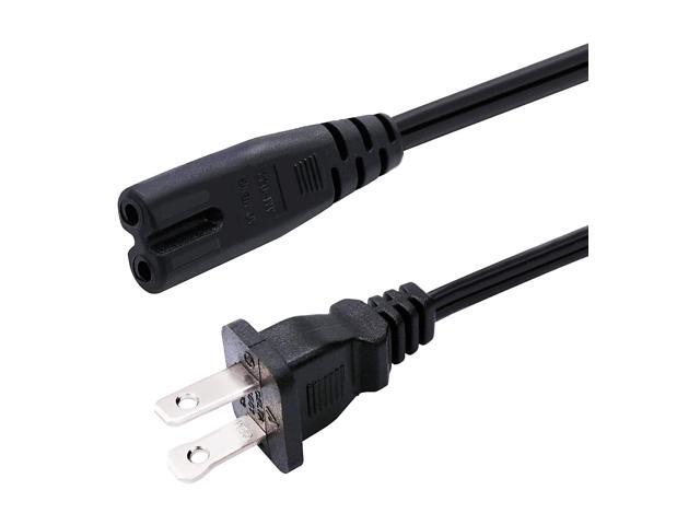 2 Prong 6ft Power Cord AC Wall Plug 2-Slot Polarized 18AWG 10A, 7A 125V Wire Replacement Extension Cords for TV, Monitor, Printer, Camera etc I-036