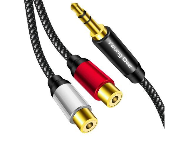 3.5mm to 2RCA Female Cable 10 ft, 3.5mm Male to 2 RCA Female Jack Stereo Audio Cable Y Adapter for iPod, Tablets, MP3, HiFi Stereo System, Speaker...