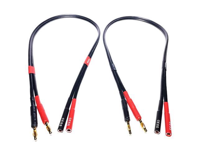 Male Banana Plug to Female Banana Jack Speaker Extension Cable, Silicone Cable, 2 Pack (1 Foot)