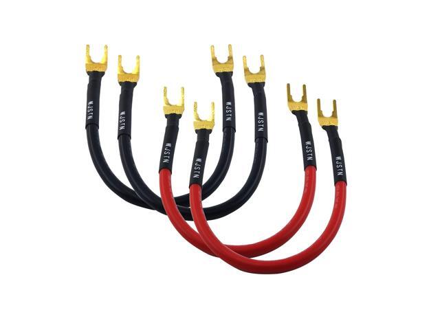 Fork Spade Plug to Spade Plug Speaker Jumper Cable, 8AWG Y Plug to Y Plug Cable, for DIY Home Theater, Speaker etc 8in/4-Pack