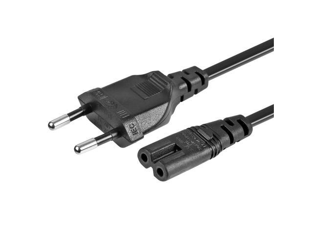 2-Slot Power Cable Euro Plug to IEC320 C7 Figure 8 Non-Polarized 2 Prong European Power Cord for TV, Computers, Printers (10FT)