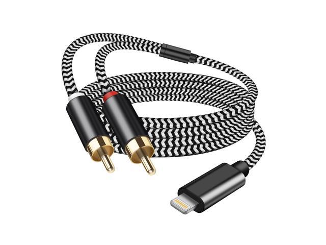 Lighting to RCA Cable Audio Aux Adapter, 2-Male Stereo Y Splitter Aux Cord for Amplifier, Car, Home Theater, Speaker and More (6.6FT)