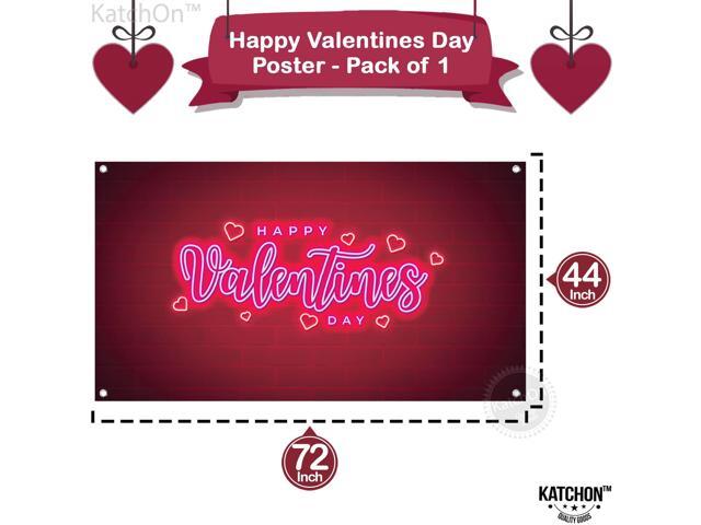 Happy Valentines Day Banner - XtraLarge 72x44 Inch Neon Valentines Day Backdrop, Valentines Day Decorations Valentines Backdrop for Photography...