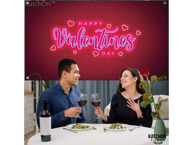 Happy Valentines Day Banner - XtraLarge 72x44 Inch Neon Valentines Day Backdrop, Valentines Day Decorations Valentines Backdrop for Photography...