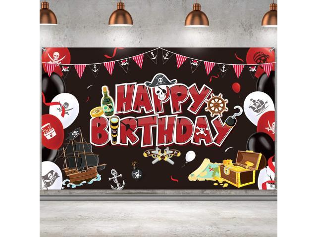 Decorations Banner & Backdrop - Happy Birthday Themed Wall Supplies for Treasure Hunt Party - 70.8 x 43.3 in