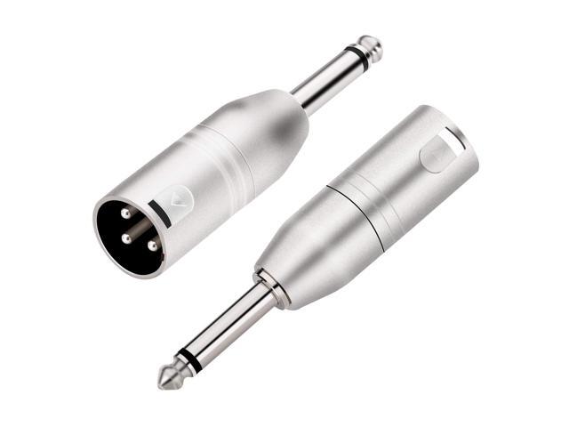 1/4' TS Mono to XLR Adapter, Unbalanced Quarter Inch 6.35mm Male to XLR Male Adapters - 2 Pack