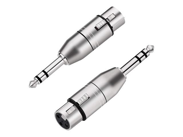 XLR Female to 1/4' TRS Adapter, Balanced Female XLR to Quarter Inch 6.35mm Male Adapters - 2 Pack