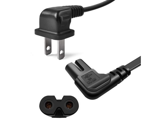 TV Power Cord Replacement Right Angled 90 Degree 2-Prong 12ft L-Shaped Figure 8 C8 Power Cable for Wall-Mounted Power Cords Cable de alimentación