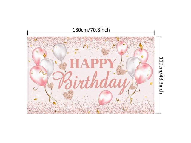 Pink and Rose Gold Happy Birthday Party Decorations Supplies Birthday Party Backdrop for Women Glitter Banner Baby Shower Sweet 16 Photography...