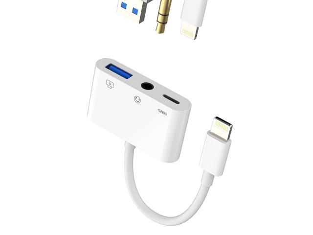 3 in 1 USB Adapter - Lightning Connector, Supports USB Camera, Card Reader, Headphones, and Bidirectional File Transfer