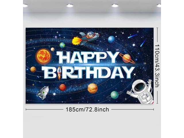 Space Happy Birthday Decorations Background Astronaut Rocket Backdrop Banner Solar System Planets Poster for Kids Boys Space Birthday Planets Party...