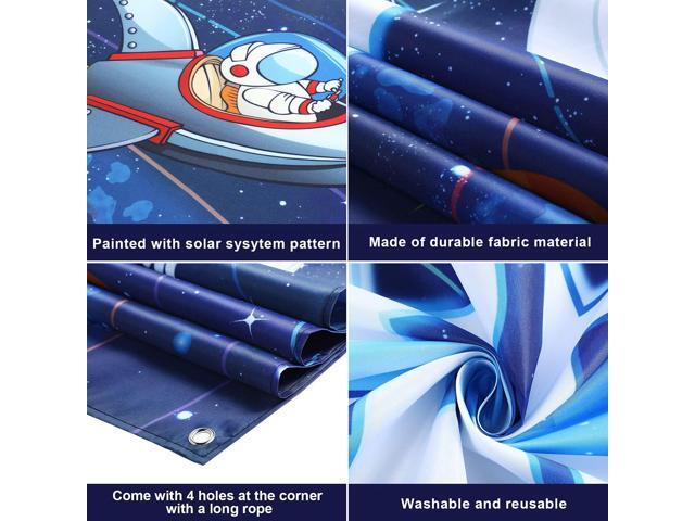 Space Happy Birthday Decorations Background Astronaut Rocket Backdrop Banner Solar System Planets Poster for Kids Boys Space Birthday Planets Party...