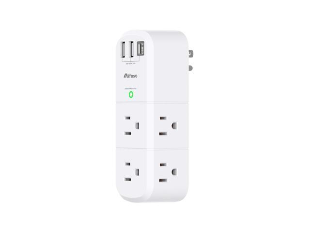 Outlet Extender with Rotating Plug, Surge Protector 6 AC Multi Plug Wall Outlets and 3 USB Ports, 1800 Joules, 3-Sided Swivel Power Strip Spaced...