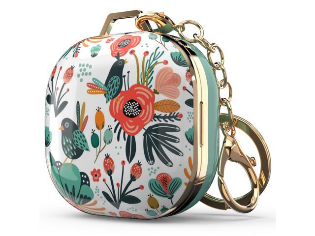 Case Cover for Galaxy Buds 2/ Galaxy Buds Pro/Galaxy Buds Live, Cute Patterns Hard Shell with Key Chain Clip for Girls Kids Women Men (Mint)