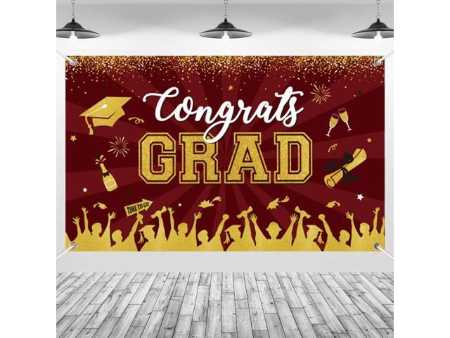 Maroon Gold Graduation Banner Backdrop Class of 2026 Graduation Party Decorations Supplies Fabric Backdrop Background for Indoor Outdoor 71 x 43 in