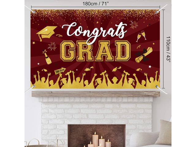 Maroon Gold Graduation Banner Backdrop Class of 2026 Graduation Party Decorations Supplies Fabric Backdrop Background for Indoor Outdoor 71 x 43 in