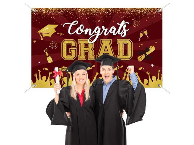 Maroon Gold Graduation Banner Backdrop Class of 2026 Graduation Party Decorations Supplies Fabric Backdrop Background for Indoor Outdoor 71 x 43 in
