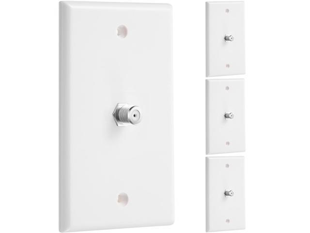 4 Pieces Coax Wall Plate 1-Port TV Cable Cover Outlet Plate F-type Connector Coaxial Cable, Screws Included(White)