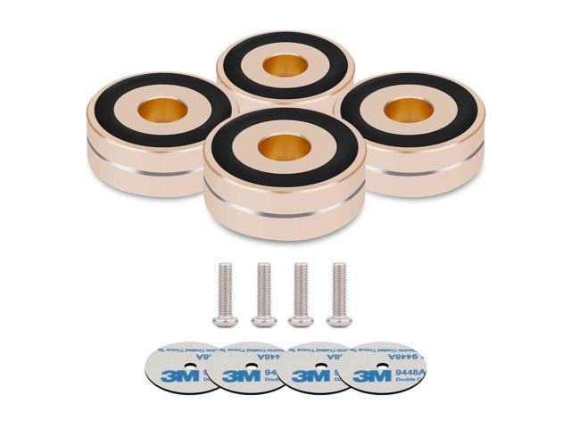 Speaker Isolation Feet 4 Pcs 40x15mm Aluminum Feet Isolation Feet with Non-Slip Rubber Rings/Adhesive/M4 Screws for Audio, Speakers, Subwoofers,...