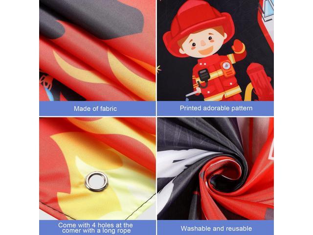 Firetruck Birthday Party Backdrop Banner Supplies 71 x 43 Inches Theme Birthday Decorations for Boys Girls Favor Party Photo Booth Cake Table Decor