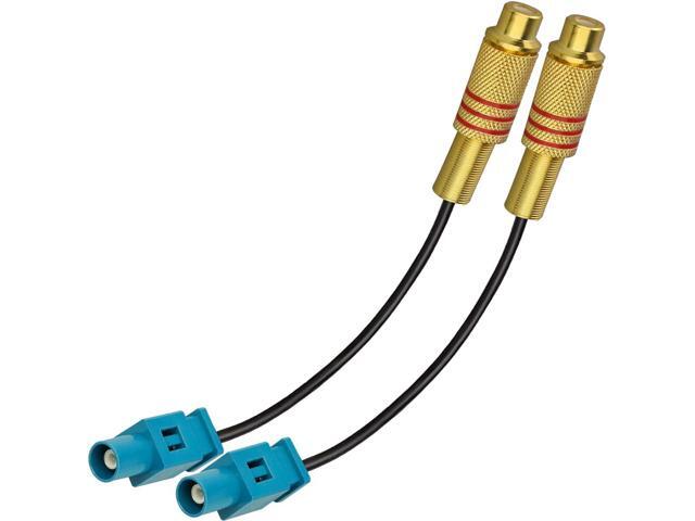 2 Pack 6inch Waterblue Male to RCA Female Pigtail Jumper Coaxial Cable for Car DVD Extension Cable RG174 Coax Cable