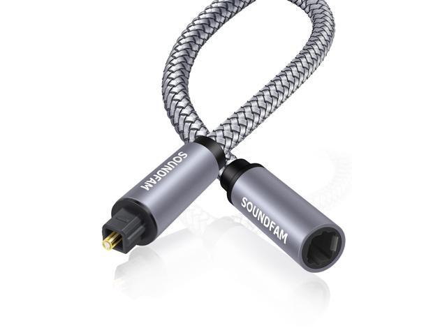 Extension Cable 3Ft/1M, Toslink Optical Cable Male to Female Hi-Fi Sound Fiber Digital Extension Adapter for Home Theater, Sound Bar, TV (Grey)