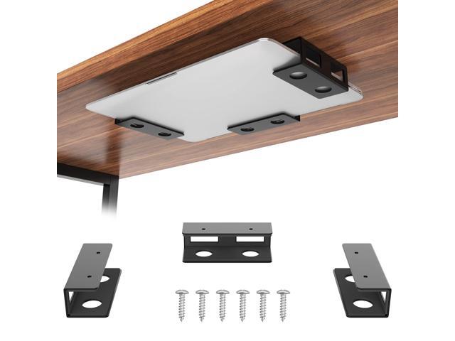 Under Desk Laptop Mount Metal Bracket with Felt Board, Under Desk Laptop Tray Holder Shelf with Screws to Enhanced Stability