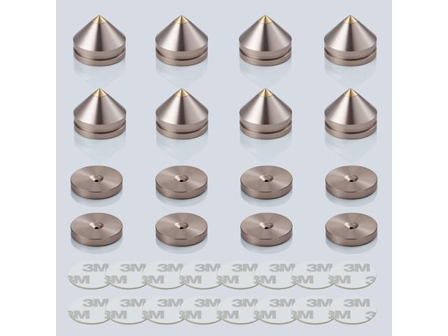 Floor Protectors 8pcs, Shockproof Isolation Stand Feet for HiFi Amplifier, Subwoofer, DAC Recorder, Turntable, Cone Base Pad with Adhesive, Gold