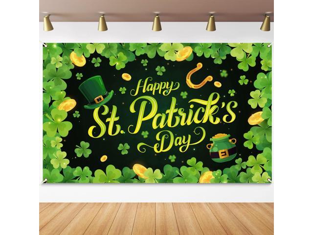 Backdrop Banner Decorations Large Fabric Clover Backdrop Decor Decorations Background Banner Shamrock Leaves Party Supplies