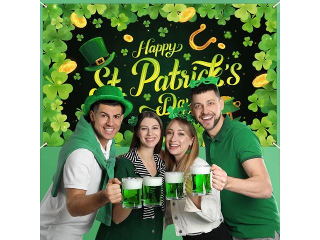 Backdrop Banner Decorations Large Fabric Clover Backdrop Decor Decorations Background Banner Shamrock Leaves Party Supplies