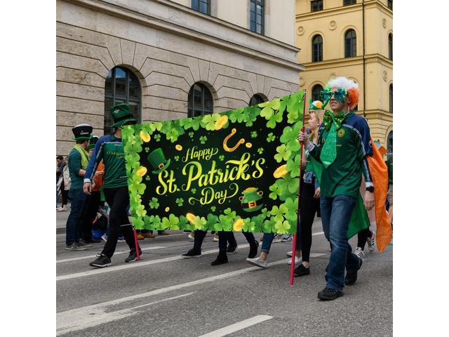Backdrop Banner Decorations Large Fabric Clover Backdrop Decor Decorations Background Banner Shamrock Leaves Party Supplies