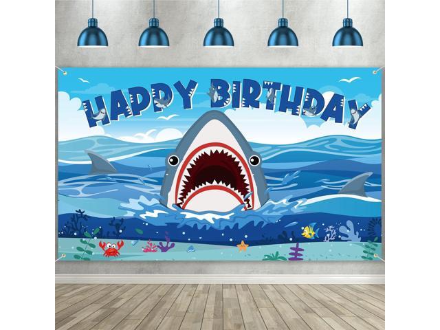 Shark Birthday Backdrop Banner, Birthday Decorations Zone Photography Background for Boy Girl Sea Under The Sea Theme Party Supplies Baby Shower,...