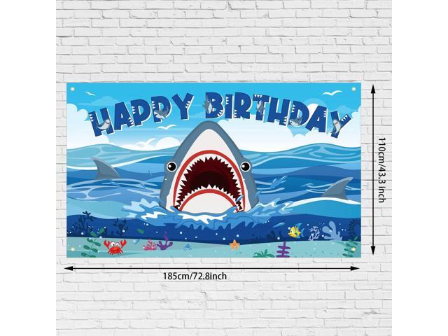 Shark Birthday Backdrop Banner, Birthday Decorations Zone Photography Background for Boy Girl Sea Under The Sea Theme Party Supplies Baby Shower,...