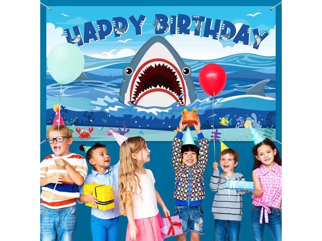 Shark Birthday Backdrop Banner, Birthday Decorations Zone Photography Background for Boy Girl Sea Under The Sea Theme Party Supplies Baby Shower,...