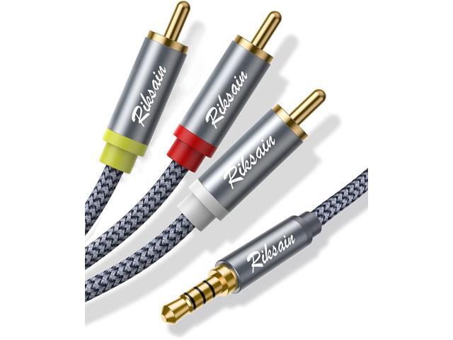 3.5mm to RCA Cable Audio Video Cables, 3.3FT/1M 3.5mm 1/8 TRRS to 3-Male RCA Adapter Stereo AUX Cord AV Cable for Camcorders, MP3, Tablet, Speaker,...