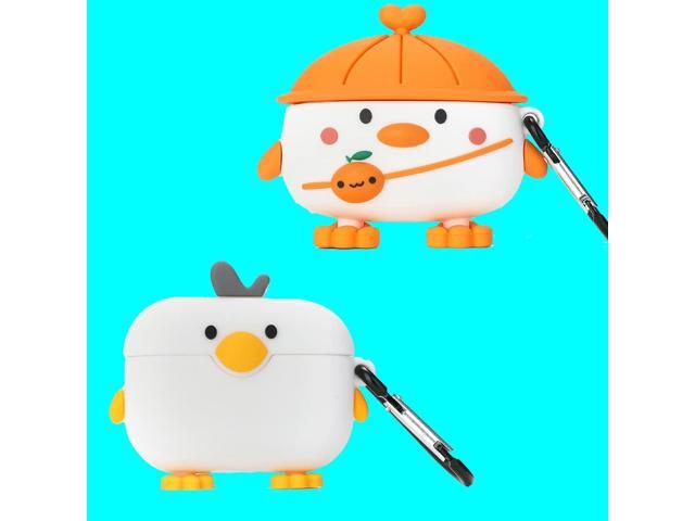 [2 Pcs] 3D Cute Duck+Chick Case for AirPod Pro 2019/2022, 3D Cute Cartoon Women Fashion Kawaii Duck Chick Shape Keychain Soft Case for Airpods...