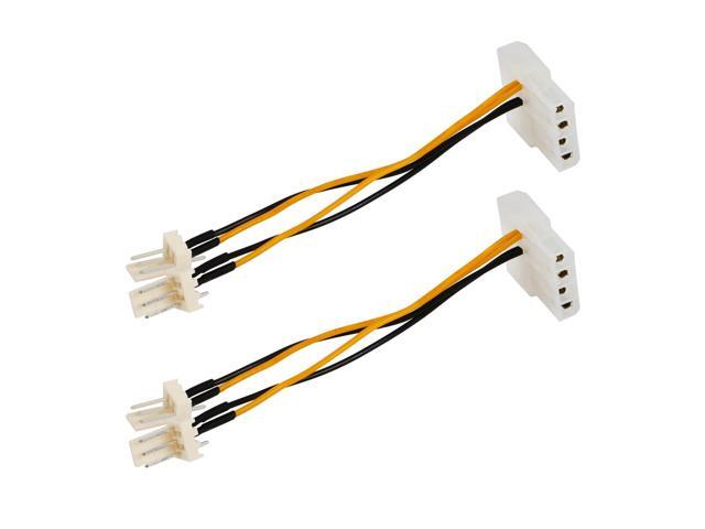 3-Pin Fan to 4-Pin Molex Pass-Through Power Adapter Cable, 4-pin Molex/IDE to 3 Pin CPU Fan Power Cable (2-Pack)