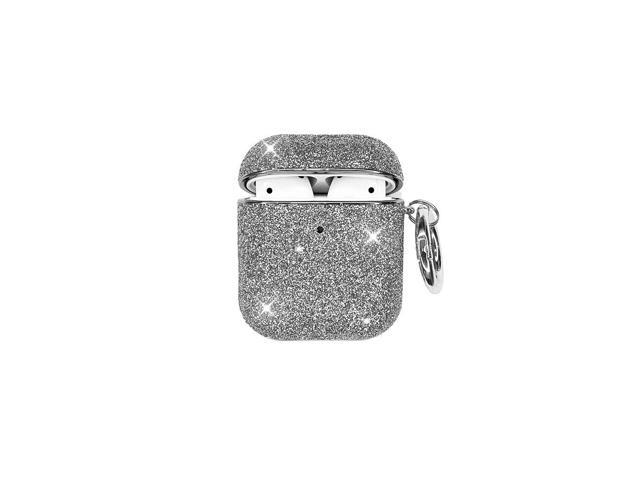 Luxury Bling Surface Plating Hard Cover Compatible with AirPods Case, Shockproof Protective Cover with Keychain for AirPod 2 & 1 - Silver Bling