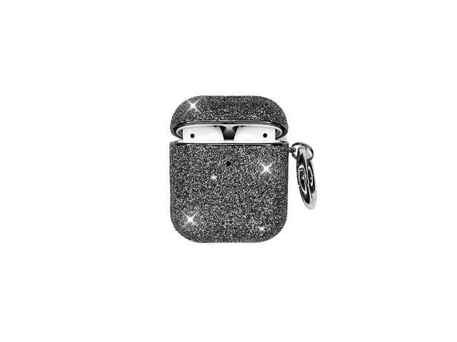 Luxury Bling Surface Plating Hard Cover Compatible with AirPods Case, Shockproof Protective Cover with Keychain for AirPod 2 & 1 - Black Bling